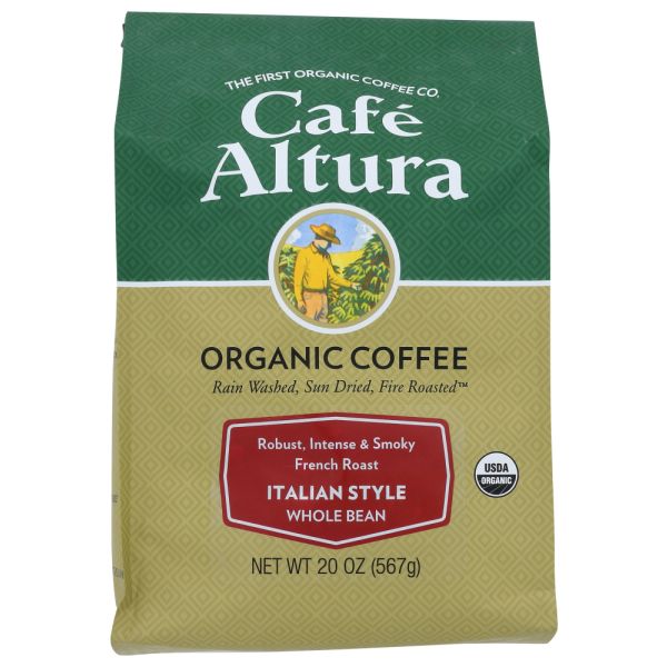 CAFE ALTURA: Organic Dark Roast Whole Bean Coffee Italian Style, 1.25 lb