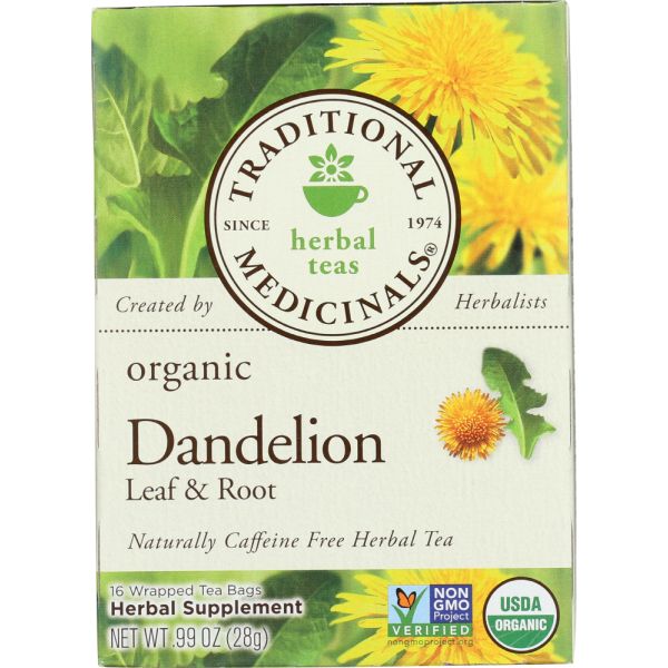 Traditional Medicinals Organic Dandelion Leaf & Root Caffeine Free Herbal Tea 16 Tea Bags, 0.99 Oz
