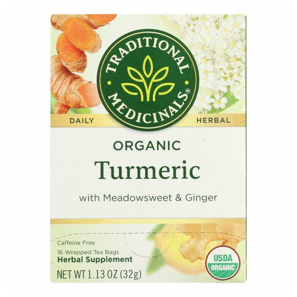 TRADITIONAL MEDICINALS: Organic Turmeric With Meadowsweet and Ginger Tea, 16 bg
