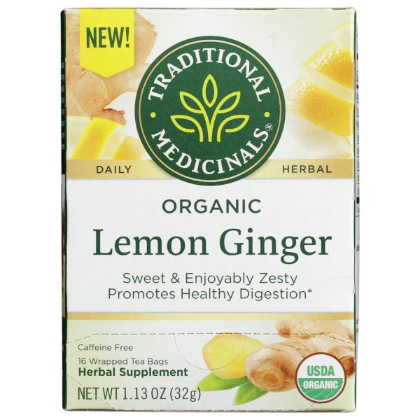 TRADITIONAL MEDICINALS: Tea Lemon Ginger Org, 16 bg