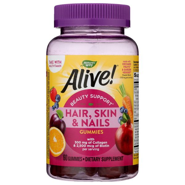 NATURES WAY: Alive Hair Skin Nail Gummies, 60 ea