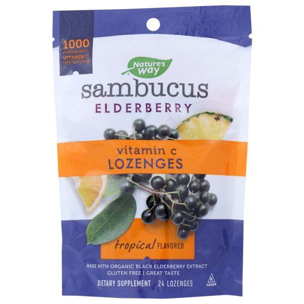 NATURES WAY: Sambucus Tropical Flavored Vitamin C Lozenges, 24 ea
