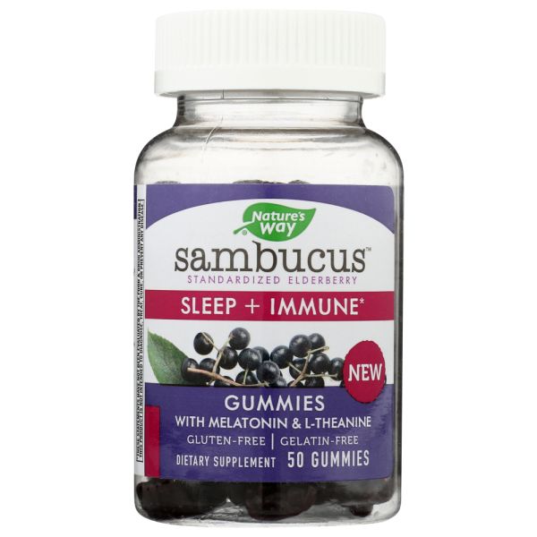 NATURES WAY: Sambucus Elderberry Sleep Immune Gummies, 50 ea