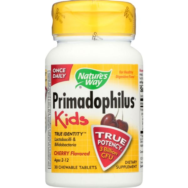 NATURE'S WAY: Primadophilus Kids Cherry Chewables Ages 2-12, 30 Tablets