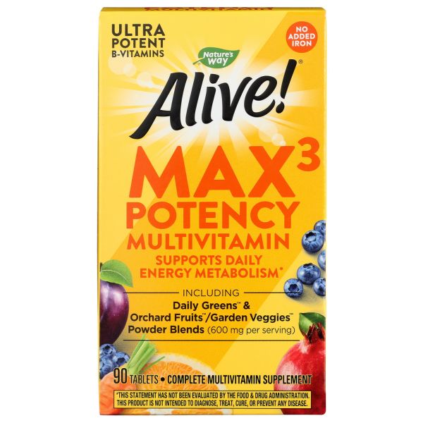 NATURES WAY: Orchard Fruits & Veggies Alive Max3 Potency Multivitamin, 90 tb