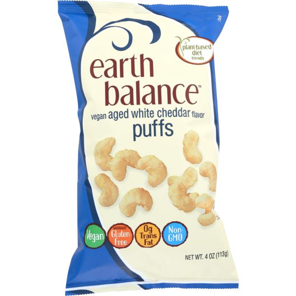 EARTH BALANCE: White Cheddar Puffs Vegan, 4 oz