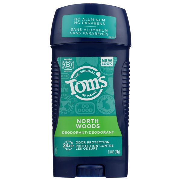 TOMS OF MAINE: Mens Long Lasting Wide Stick Deodorant in North Woods, 2.8 oz