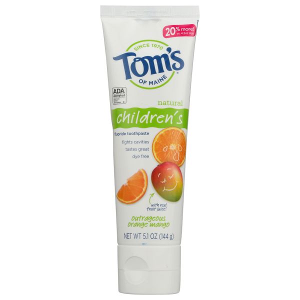 TOMS OF MAINE: Toothpaste Anti Cavities Orange Mango, 5.1 oz