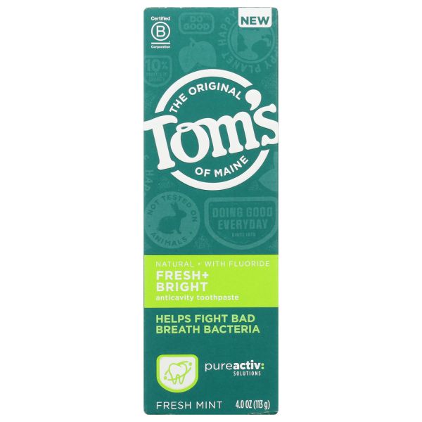 TOMS OF MAINE: Toothpaste Fresh & Bright Fresh Mint, 4 OZ