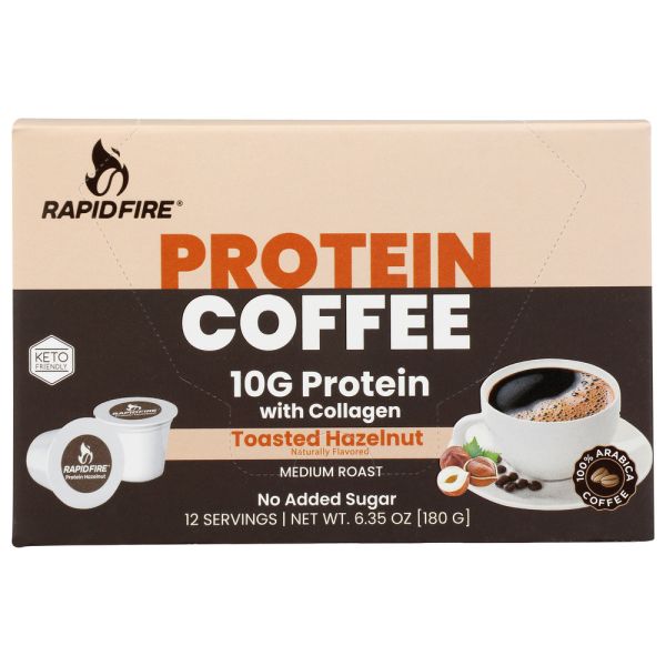 RAPID FIRE: Toasted Hazelnut Protein Coffee, 12 ea