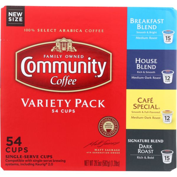 COMMUNITY COFFEE: Coffee Single Serve Variety Pack, 54 ea