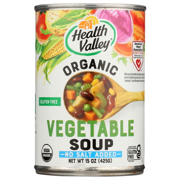 HEALTH VALLEY: Organic Vegetable Soup No Salt Added, 15 oz