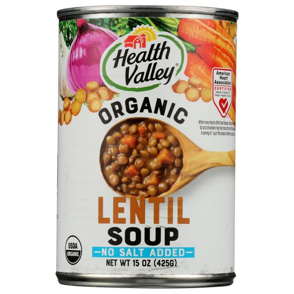 HEALTH VALLEY: No Salt Organic Lentil soup, 15 oz