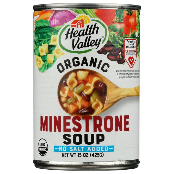 HEALTH VALLEY: Organic Minestrone Soup No Salt Added, 15 oz