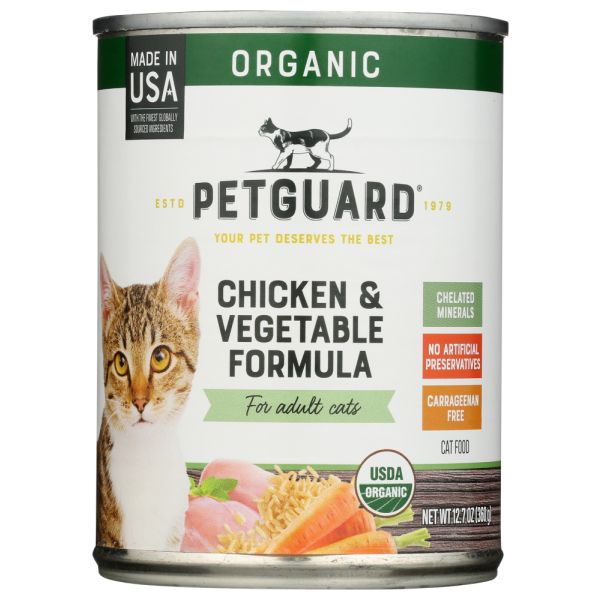 PETGUARD: Organic Chicken and Vegetable Adult Cat Formula, 12.70 oz