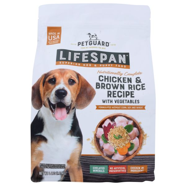PETGUARD: LifeSpan Chicken and Brown Rice with Vegetables Dry Dog Food, 4 lb