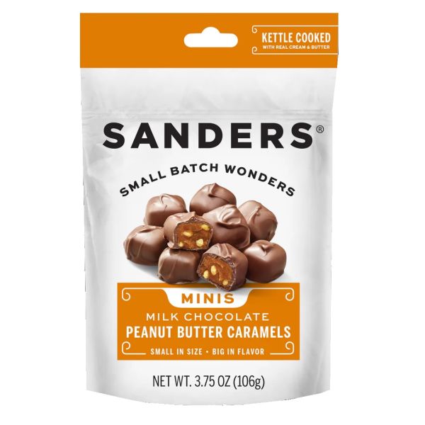 SANDERS: Milk Chocolate Crunchy Peanut Butter Caramels Minis, 3.75 oz