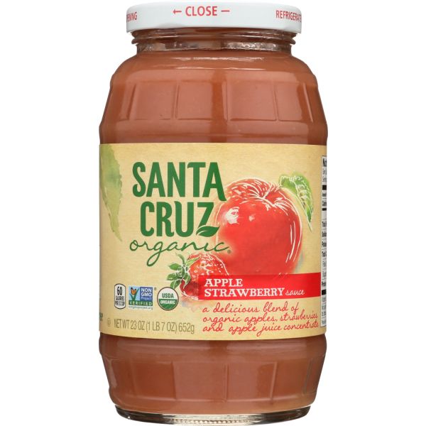 SANTA CRUZ: Applesauce Strawberry Organic, 23 oz