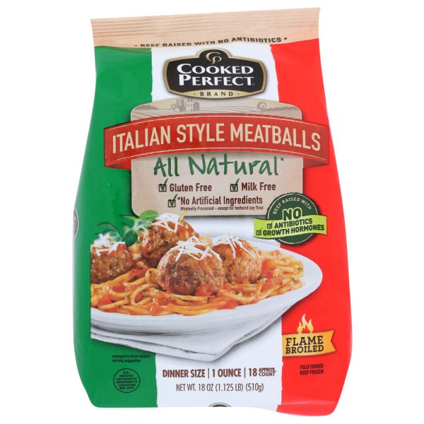 COOKED PERFECT: Italian Style Meatballs All Natural, 18 oz