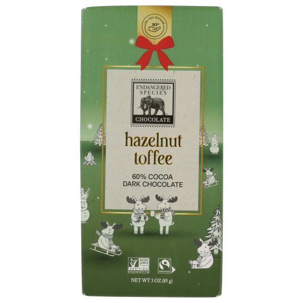 ENDANGERED SPECIES: Dark Chocolate Bar Hazelnut Toffee, 3 oz
