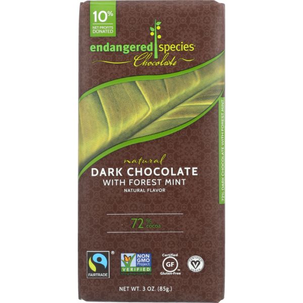 ENDANGERED SPECIES: Natural Dark Chocolate Bar with Forest Mint, 3 oz