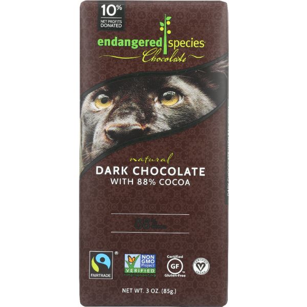 Endangered Species Natural Dark Chocolate Bar with 88% Cocoa, 3 Oz