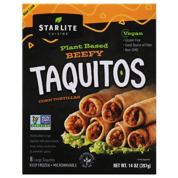 STARLITE CUISINE: Vegan Beef Style Taquitos, 14 oz