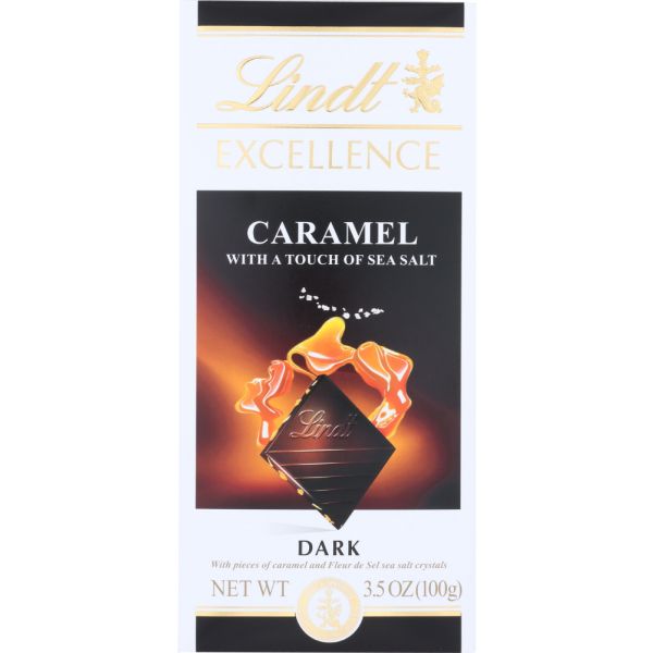 LINDT: Chocolate Bar Caramel a Touch of Sea Salt, 3.5 oz
