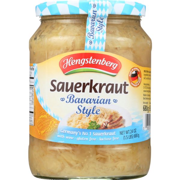 HENGSTENBERG: Bavarian Style Sauerkraut with Wine, 24 oz