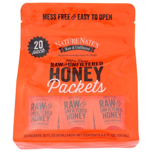 NATURE NATES: Honey Packet 20ct Bag, 6.6 oz