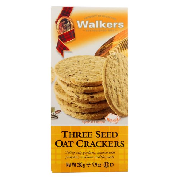 WALKERS: Three Seed Oatcakes Cracker, 9.9 oz