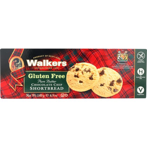 WALKERS: Gluten Free Chocolate Chip Shortbread, 4.9 oz