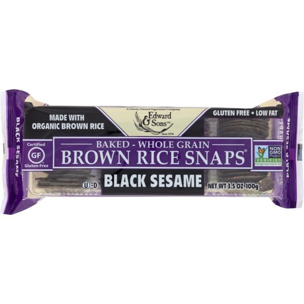 EDWARD & SONS: Black Sesame Brown Rice Snaps, 3.5 oz