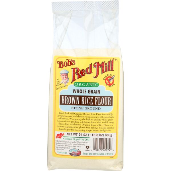 BOBS RED MILL: Organic Flour Brown Rice Whole Grain Gluten Free, 24 oz