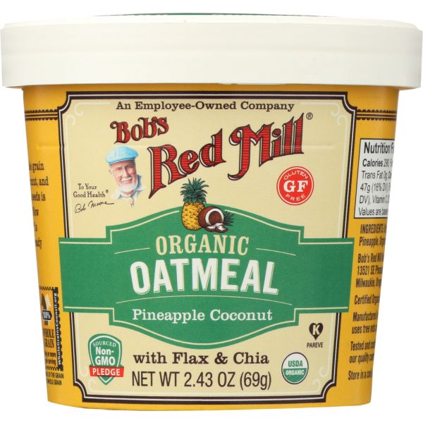 BOBS RED MILL: Organic Oatmeal Cup Pineapple Coconut, 2.43 oz