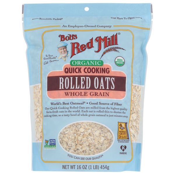 BOBS RED MILL: Organic Quick Cooking Rolled Oats, 16 oz