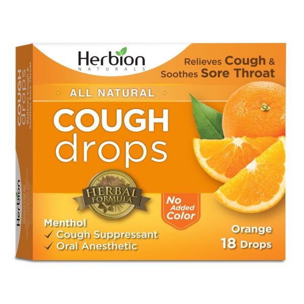 HERBION NATURALS: Cough Drops Orange, 18 pc
