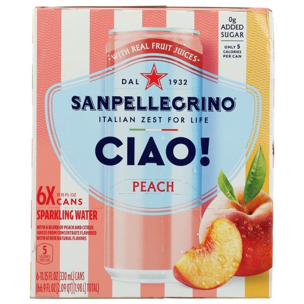 SAN PELLEGRINO: CIAO! Peach Sparkling Water 6pk, 66.9 fo