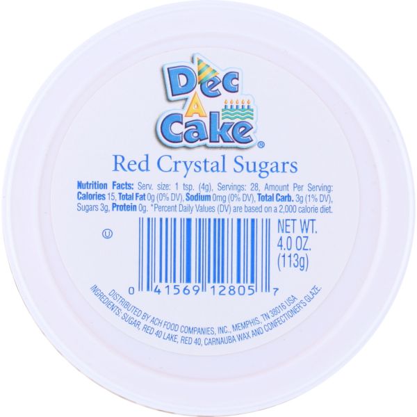 DEC A CAKE: Red Crystal Sugars Cup, 4 oz