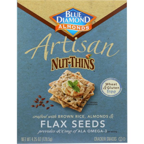 BLUE DIAMOND: Nut Thins Artisan With Almonds & Flax, Wheat & Gluten Free, 4.25 oz