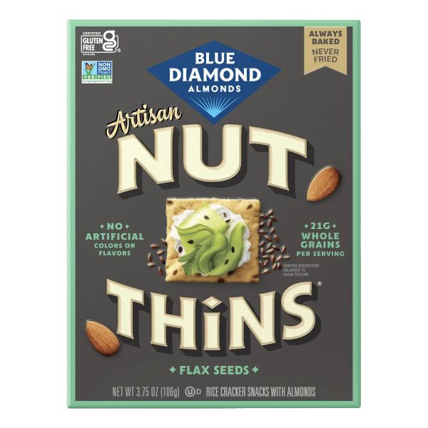 BLUE DIAMOND: Flax Seed Artisan Nut-Thins Crackers, 3.75 oz