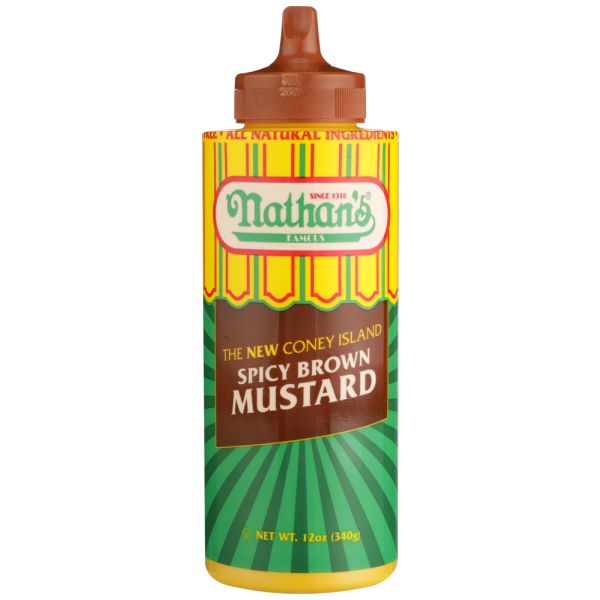 NATHANS: Mustard Spicy Brown Squeeze, 12 oz