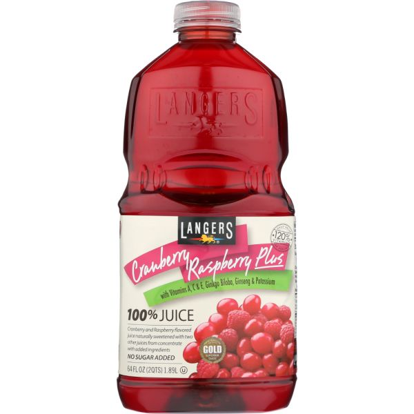 LANGERS: 100% Juice Cranberry Raspberry, 64 oz
