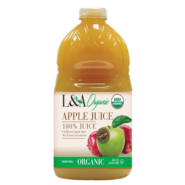 L & A JUICE: Apple Juice Unfiltered Organic, 64 oz