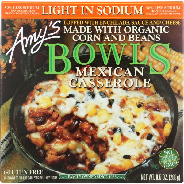 AMYS: Light in Sodium Mexican Casserole Bowls, 9.50 oz