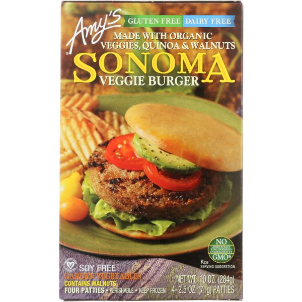 AMY'S: Gluten and Dairy Free Sonoma Veggie Burger, 10 oz