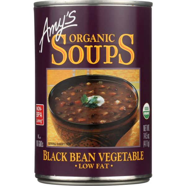 AMY'S: Organic Soup Low Fat Black Bean Vegetable, 14.5 oz