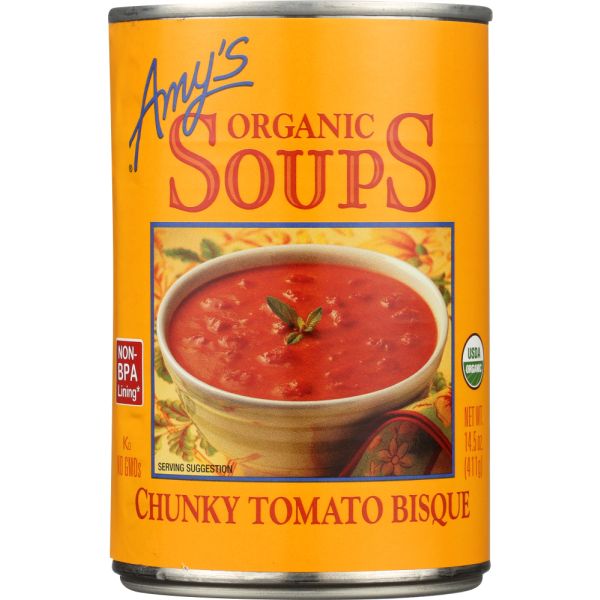 AMYS: Soup Tomato Bisque Chunky Gluten Free, 14.5 oz