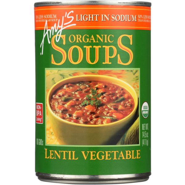 AMY'S: Organic Soup Light in Sodium Lentil Vegetable, 14.5 oz