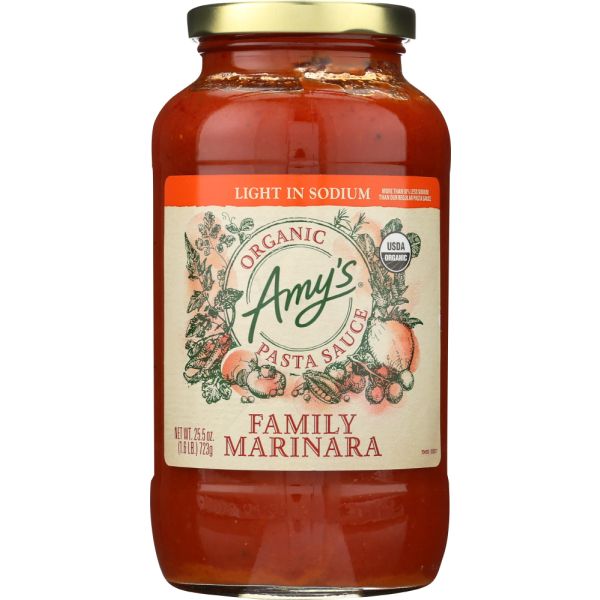 AMYS: Light in Sodium Family Marinara Pasta Sauce, 25.5 oz